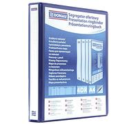 DONAU 2788254PL-10 Classeur de Présentation/Personnalisable pour DIN A4 4RD anneaux 25 mm/Carton Recouvert de PP/Bleu/avec Pochettes / 1 pièce/Rigide 4 anneaux