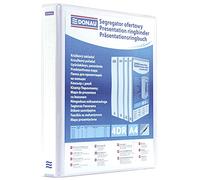 DONAU 2788404PL-09 Classeur de Présentation/Personnalisable pour DIN A4 4RD anneaux 40 mm/Carton Recouvert de PP/Blanc/avec Pochettes / 1 pièce/Rigide 4 anneaux