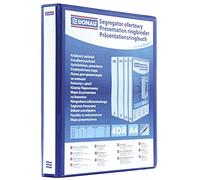 DONAU 2788504PL-10 Classeur de Présentation/Personnalisable pour DIN A4 4RD anneaux 50 mm/Carton Recouvert de PP/Bleu/avec Pochettes / 1 pièce/Rigide 4 anneaux