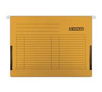 DONAU 7420905-12 Lot de 5 dossiers suspendus avec soufflets en lin - En carton recyclé 230 g/m² pour format A4 - Couleur : orange - Étiquettes vierges interchangeables