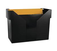 DONAU 7422001PL-01 Boîte à dossiers suspendus avec 5 dossiers suspendus Free/dossiers suspendus en plastique incassable/Boîte à fichiers pratique pour dossiers A4/Couleur : noir