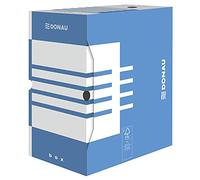 DONAU 7663301FSC-10 Lot de 10 boîtes de rangement en carton recyclé solide | A4/155 mm/B Largeur du dos : bleu | Certifié FSC