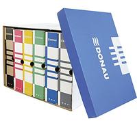 DONAU 7666301FSC-10 Lot de 5 boîtes archives avec couvercle en carton recy n carton ondulé triple épaisseur - C - Capacité de charge jusqu'à 13 kg - Couleur : bleu - Certifié FSC®