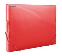 DONAU 8545002PL-04 Boîte à documents avec tendeur d'angle en caoutchouc, en plastique/PP 700 μm, rouge transparent, pour format A4, largeur de dos 30 mm, ailes latérales pliables, pour bureau et école