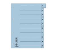 DONAU 8611001-10 Lot de 50 intercalaires en carton recyclé pour DIN A4 4 trous Bleu