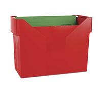 DONAU Boîte à dossiers suspendus en plastique incassable avec 5 dossiers suspendus A4 / Boîte à fichiers pratique A4 / Rouge