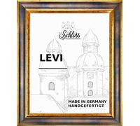 Donau Cadre photo baroque en bois massif 50 x 40 cm Couleur bleu doré avec verre synthétique antireflet 1 mm