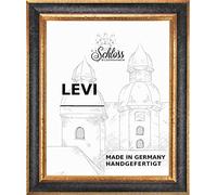 Donau Cadre photo baroque en bois massif 70 x 60 cm Couleur noir/doré avec verre synthétique antireflet 1 mm