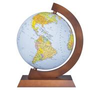 DONAU Globe politique et physique/4-en-1 + monture en bois/Diamètre 320 mm/Lumineux/Lampe LED/Pivotant/Décoration éducative/Application interactive Multiglobear/Pour l'école, la maison et Le bureau