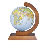 DONAU Globe terrestre/Diamètre 25 cm/Carte politico-physique/Version en langue allemande/Lumineux/Lampe LED/Application interactive Multiglobear/Pour l'école, la maison et Le bureau/Cadre en bois