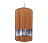 DONAU HOME Colonne de bougie cannelée - Bougie à tige nervurée - 70 x 130 mm - Caramel - Pour décoration dans le salon, la salle de bain - Durée de combustion : 49 heures - 1 pièce