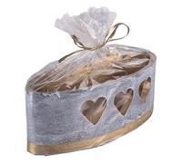 DONAU HOME Lanterne ovale Golden Heart - 270 x 95 mm - Graphite - 1 pièce - Pour décoration dans le salon, la salle de bain - Bougie décorative en cire/paraffine