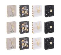 DONAU HOME Lot de 12 sacs cadeaux plastifiés - 25 x 30 x 10 cm - Pour toute l'année - Différents motifs - Incassable - Élégant - Avec anse - Cadeau Fête - Mélange de couleurs
