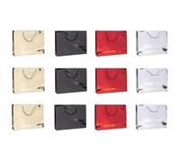 DONAU HOME Lot de 12 sacs cadeaux plastifiés - 40 x 30 x 10 cm - Pour toute l'année - Couleurs métalliques - Design uniforme - Résistant aux dommages - Élégant - Avec anse - Cadeau