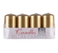 DONAU HOME Lot de 4 bougies colonne standard laquées - 50 x 100 mm - Bougies de table pour décoration - Doré