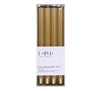 DONAU Home Lot de 4 bougies longues Côtelées / Or / 30 x Ø 2,25 cm Non parfumées / Côtelées / Bougies de table pour décoration dans le salon, la salle de bain / 10 heures de combustion