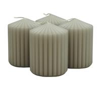 DONAU HOME Lot de 4 bougies piliers côtelées/Gris clair/Ø 6 x 8 cm/Sans parfum/Bougie classique/Décoration pour le salon et la salle de bain