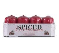 DONAU HOME Lot de 4 bougies piliers de Noël - 40 x 70 mm - Pomme avec cannelle et rouge - Bougie pilier décorative - Pour la décoration