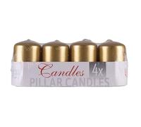DONAU HOME Lot de 4 bougies piliers en paraffine - Vernis de l'Avent - 50 x 80 mm - Doré - Bougie pilier rustique - Bougie décorative - Pour la décoration