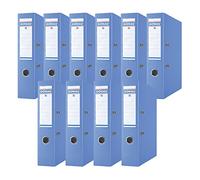 Donau Lot de 10 classeurs à levier Format A4 7,5 cm Couverture en plastique Bleu