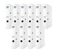 DONAU Lot de 10 Classeurs de bureau/Fins format A4 5 cm avec couverture en plastique PP/carton/blanche/Classeurs à anneaux en D