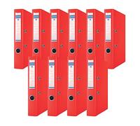 DONAU Lot de 10 Classeurs de Bureau/Fins Format A4 5 cm avec Couverture en Plastique PP/Carton/Rouge/Classeurs à Anneaux en D