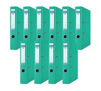 DONAU Lot de 10 Classeurs de bureau/Fins format A4 5 cm avec couverture en plastique PP/carton/Turquoise/Classeurs à anneaux en D