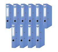 DONAU Lot de 10 classeurs Fins de qualité supérieure - Format A4-5 cm - Couverture en Plastique - Bleu - PP - Carton - Classeur de Bureau à Anneaux - Pois Verts