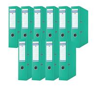 DONAU Lot de 10 classeurs larges de qualité supérieure - Format A4-7,5 cm - Turquoise - Housse en plastique PP - Carton - Classeur de bureau - Classeur à anneaux - Point vert