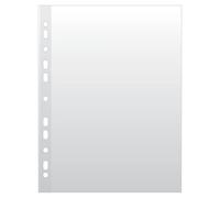 DONAU Lot de 100 pochettes perforées en polypropylène A4 Cristal 50 microns pour archivage de documents Transparent Bord renforcé Matériau PP Couleur