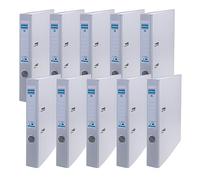 DONAU Master Lot de 10 Classeurs de Bureau/Fins Format A4 5 cm avec Couverture en Plastique PP/Carton/Gris/Certificat FSC/fabriqué dans l'UE