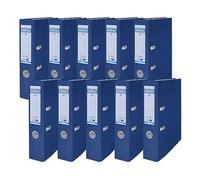 Donau Master Lot de 10 classeurs larges - Format A4-7,5 cm - Bleu marine - Housse en plastique PP/carton - Classeur à fentes - Classeur de bureau - Classeur à anneaux/pois verts