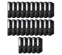 DONAU Master Lot de 25 classeurs étroits/DIN A4 / 5 cm / 25 pièces/Noir/Housse en plastique PP/Carton Papier Classeur de bureau Classeur à anneaux/Point vert