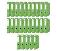 DONAU Master Lot de 25 classeurs étroits, format A4, 5 cm, 25 pièces, vert clair, housse en plastique PP, papier cartonné, classeur de bureau, classeur à anneaux, à pois verts