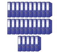 DONAU Master Lot de 25 classeurs larges/DIN A4 / 7,5 cm / 25 pièces/bleu foncé/housse en plastique PP/carton papier cartonné classeur de bureau classeur à anneaux/pois verts