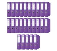 DONAU Master Lot de 25 classeurs larges - Format A4-7,5 cm - 25 pièces - Violet - Housse en plastique PP - Carton - Classeur de bureau - Classeur à anneaux - Point vert