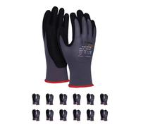 DONAU SAFETY Flex-Dotted Gants de travail avec poignée antidérapante - Taille 11-12 paires - Gris/noir - Gants de montage de mécanicien - Revêtement en nitrile - Légèrement résistants à l'huile -