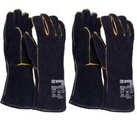 DONAU SAFETY Gant de Soudeur en Croûte de Cuir de Vachette pour Soudage MIG - Taille 10 XL, 1 Paire - Gants de Travail de Haute Qualité - Couleur : Noir (Lot de 2)