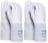 DONAU SAFETY Gants de soudeur en cuir pleine fleur de chèvre pour soudage TIG - Taille 11-1 paire - Doux et agréables - Gants de travail en cuir - Gants de protection - Blanc/gris (Lot de 2)