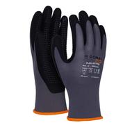DONAU SAFETY Gants de travail Flex-Dotted avec picots antidérapants, taille 07/S, 1 paire, gris-noir, pour mécaniciens, revêtement nitrile, légèrement résistant à l'huile, nylon