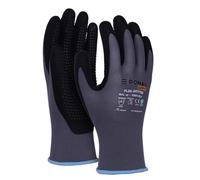 DONAU SAFETY Gants de travail Flex-Dotted avec picots antidérapants, taille 09, L, 1 paire, gris-noir, pour mécaniciens, revêtement nitrile, légèrement résistant à l'huile, nylon