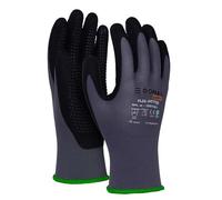 DONAU SAFETY Gants de travail Flex-Dotted avec picots antidérapants, taille 11/XXL, 1 paire, gris-noir, gants de montage mécanique, revêtement nitrile, légèrement résistant à l'huile, nylon
