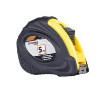 DONAU SAFETY Mètre Ruban Professionnel En Métal de 5 m - 18 mm x 5 m, Sous blister, Noir-jaune Utilisation d'une Seule Main, Pince De Ceinture, 2 Boutons D'arrêt, Avec Eléments En Caoutchouc