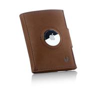 DONBOLSO Porte Carte Air | Portefeuille Homme avec Poche pour Airtag D'apple | Petit Porte Carte Airtag Airtag en Cuir Véritable | Airtag Wallet avec Poche à Monnaie | Vintage Marron.