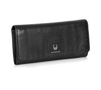 DONBOLSO Portefeuille Femme Florence | Véritable Nappa Cuir Porte Monnaie Femme | XXL Porte Carte Femme avec 15 Emplacements pour Cartes et Protection RFID | Portefeuille Femme Grande | Noir