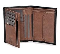 DONBOLSO Portefeuille Vienne - Grand Portefeuille Homme Cuir - Porte Carte Cuir avec Protection RFID - Vintage Noir et Marron