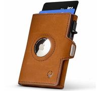 DONBOLSO Slim Wallet Austin I Porte-Cartes Push-up Minimaliste avec Espace pour 10 Cartes et Protection RFID I Étui Compact en Cuir pour Cartes de crédit I Cuir véritable Homme, Charbon, Vintage