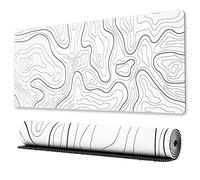Donboly Carte topographique - Tapis de souris de jeu étendu - Tapis de souris de bureau minimaliste XXL - Grand tapis de souris de jeu avec bords cousus - Tapis de table (blanc, 90 cm x 40 cm)