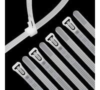 Donboly Lot de 100 colliers de serrage en plastique pour câblage, colliers de serrage réutilisables, nylon câbles de serrage électricien, résistance à la rupture 22 kg (blanc, 8 x 200 mm)