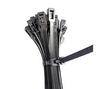 Donboly Lot de 100 colliers de serrage en plastique pour câblage, colliers de serrage réutilisables, nylon câbles de serrage électricien, résistance à la rupture 22 kg (noir, 5 x 200 mm)
